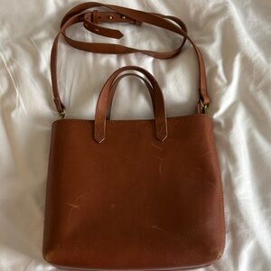 Madewell zip top transport cross body Brown Leather Top-Handle Crossbody Tote